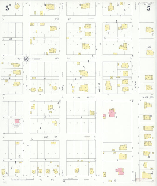 Sanborn Fire Insurance Map from Harrisonville, Cass County, Missouri (1931), Sheet #0005 - Historic Sanborn Fire Insurance Map Print, vintage old map wall art, antique decor, genealogy gift, Missouri Missouri map
