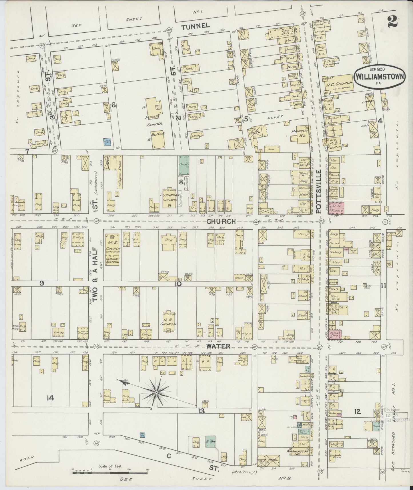 Sanborn Fire Insurance Map from Williamstown, Dauphin County, Pennsylvania (1890), Sheet #0002 - Complete Map Set gallery image, historic Sanborn map, vintage wall art, Pennsylvania Pennsylvania