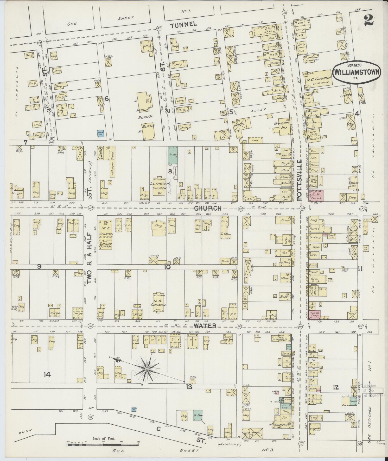 Sanborn Fire Insurance Map from Williamstown, Dauphin County, Pennsylvania (1890), Sheet #0002 - Complete Map Set gallery image, historic Sanborn map, vintage wall art, Pennsylvania Pennsylvania