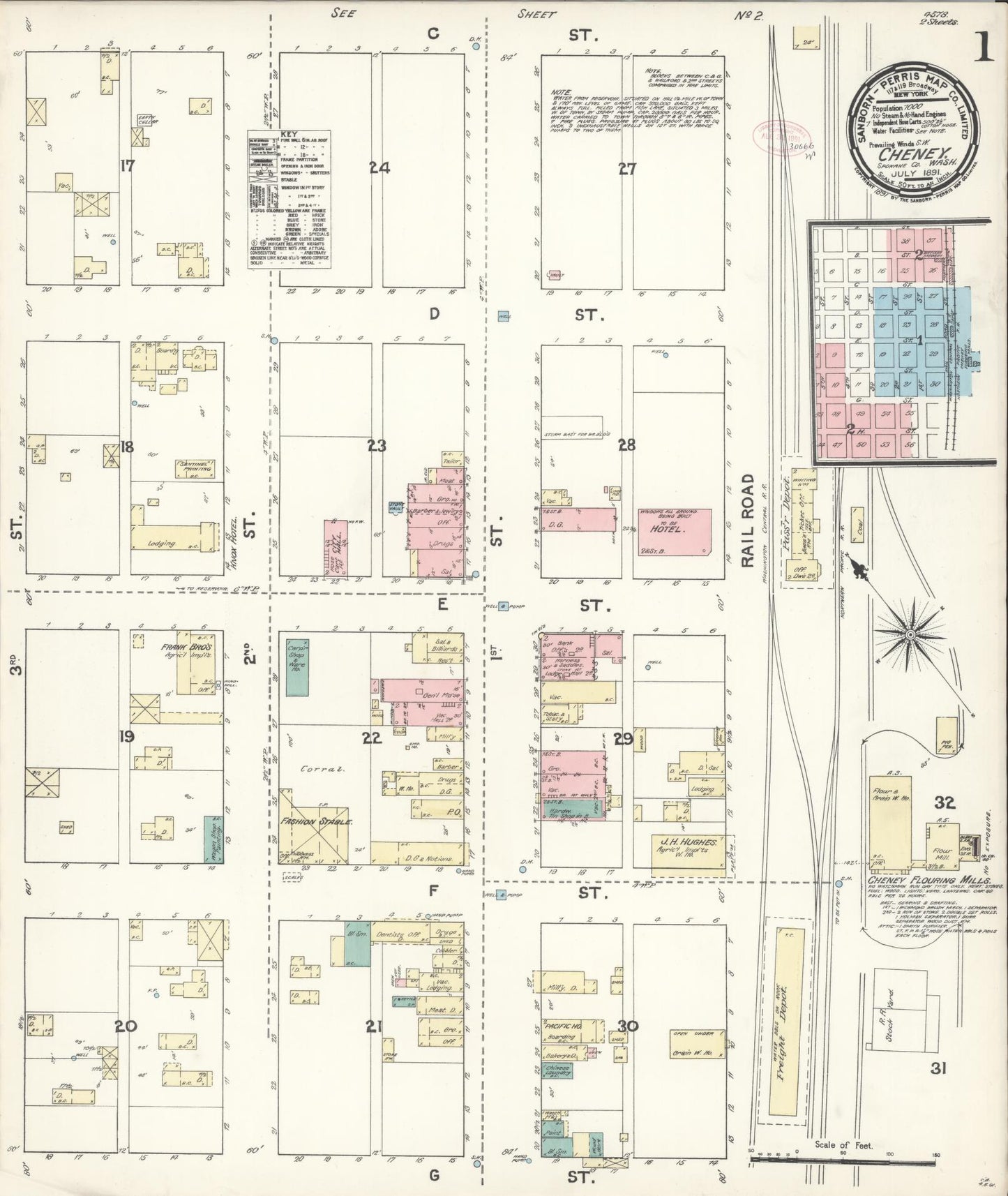 Sanborn Fire Insurance Map from Cheney, Spokane County, Washington. (1891) – Historic Sanborn Fire Insurance Map Print