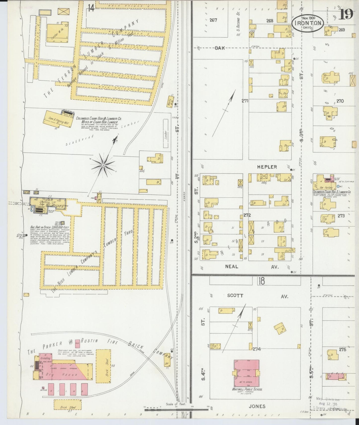 Sanborn Fire Insurance Map from Ironton, Lawrence County, Ohio (1900), Sheet #0019 - Historic Sanborn Fire Insurance Map Print, vintage old map wall art, antique decor, genealogy gift, Ohio Ohio map