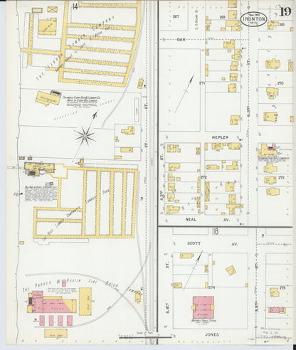 Sanborn Fire Insurance Map from Ironton, Lawrence County, Ohio (1900), Sheet #0019 - Historic Sanborn Fire Insurance Map Print, vintage old map wall art, antique decor, genealogy gift, Ohio Ohio map