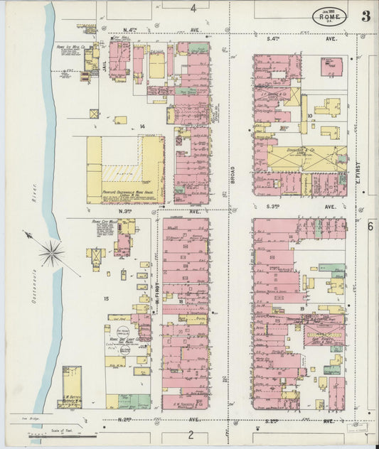 Sanborn Fire Insurance Map from Rome, Floyd County, Georgia (1898), Sheet #0003 - Historic Sanborn Fire Insurance Map Print, vintage old map wall art, antique decor, genealogy gift, Georgia Georgia map