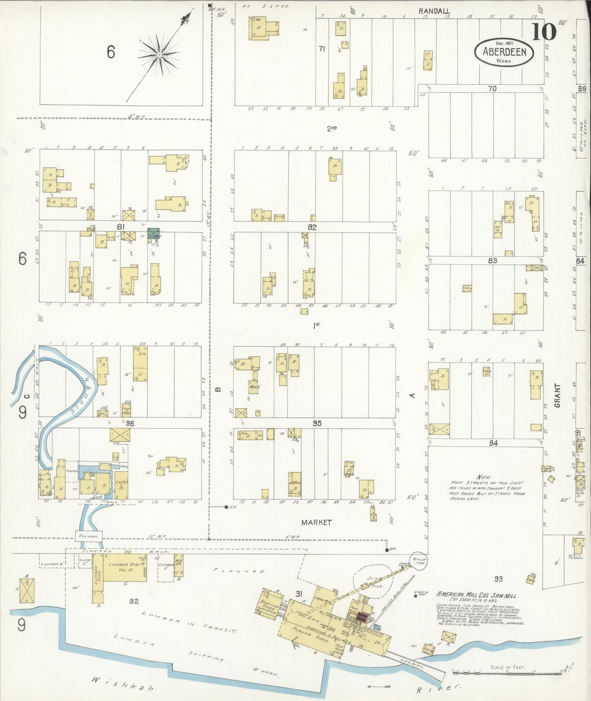 Sanborn Fire Insurance Map from Aberdeen, Grays Harbor County, Washington (1901), Sheet #0010 - Complete Map Set gallery image, historic Sanborn map, vintage wall art, Washington Washington