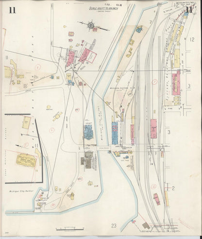 Sanborn Fire Insurance Map from Michigan City, La Porte County, Indiana (1948), Sheet #0011 - Complete Map Set gallery image, historic Sanborn map, vintage wall art, Michigan Michigan
