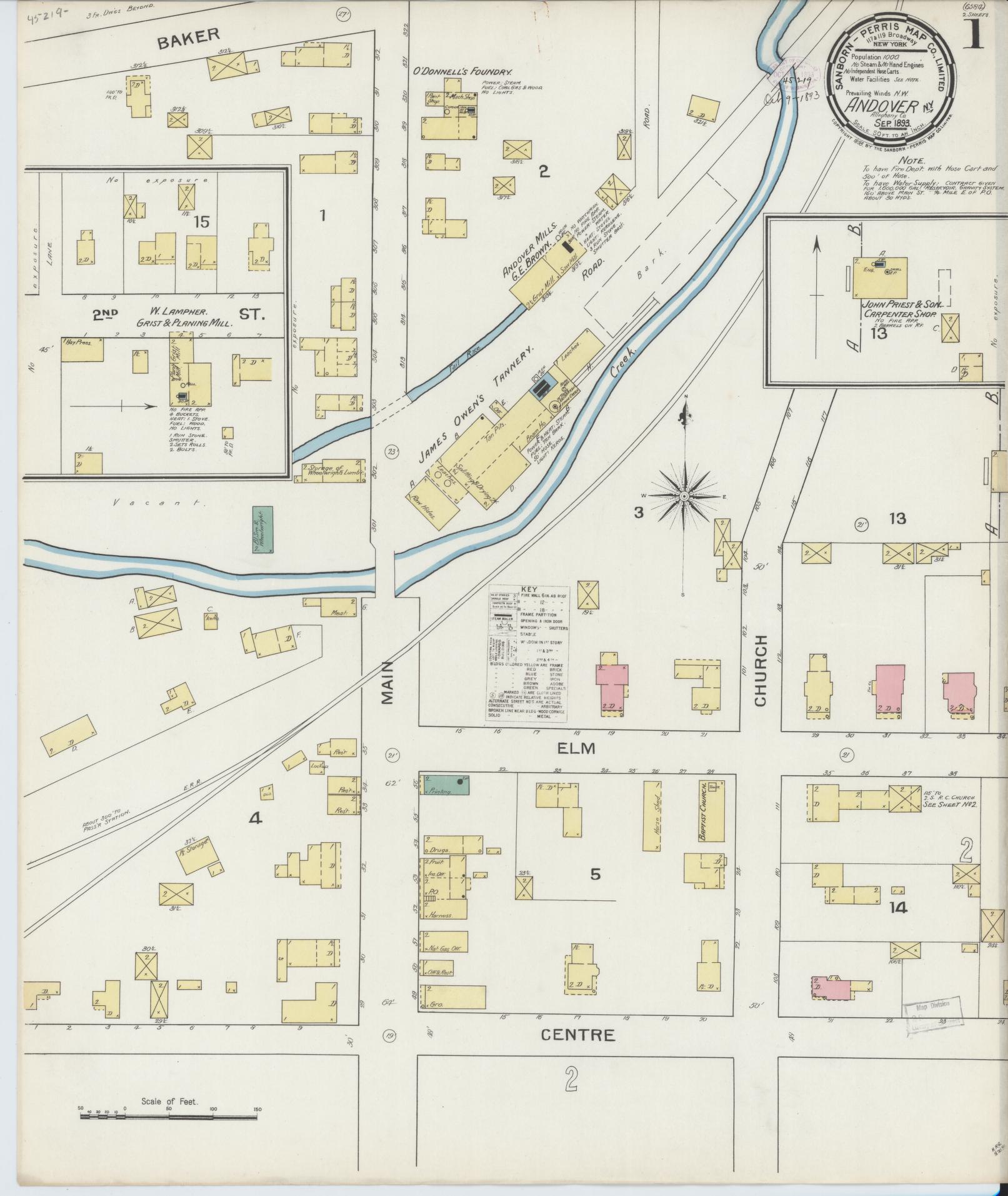 Sanborn Fire Insurance Map from Andover, Allegany County, New York. (1893) – Historic Sanborn Fire Insurance Map Print