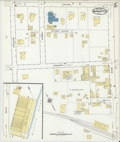 Sanborn Fire Insurance Map from Narragansett Pier, Washington County, Rhode Island (1921), Sheet #0005 - Complete Map Set gallery image, historic Sanborn map, vintage wall art, Rhode Island Rhode Island