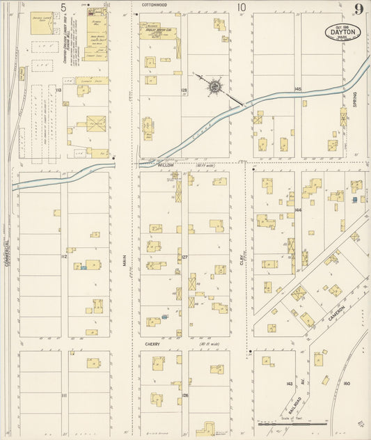 Sanborn Fire Insurance Map from Dayton, Columbia County, Washington (1916), Sheet #0009 - Historic Sanborn Fire Insurance Map Print, vintage old map wall art, antique decor, genealogy gift, Washington Washington map