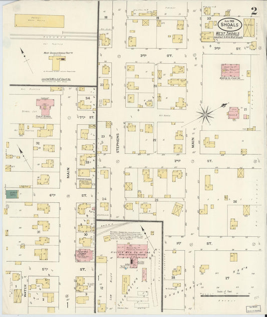 Sanborn Fire Insurance Map from Shoals, Martin County, Indiana (1909), Sheet #0002 - Historic Sanborn Fire Insurance Map Print, vintage old map wall art, antique decor, genealogy gift, Indiana Indiana map