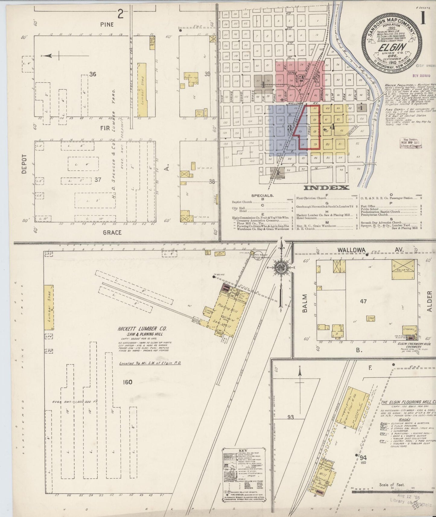 Sanborn Fire Insurance Map from Elgin, Union County, Oregon (1910), Sheet #0001 - Complete Map Set gallery image, historic Sanborn map, vintage wall art, Oregon Oregon