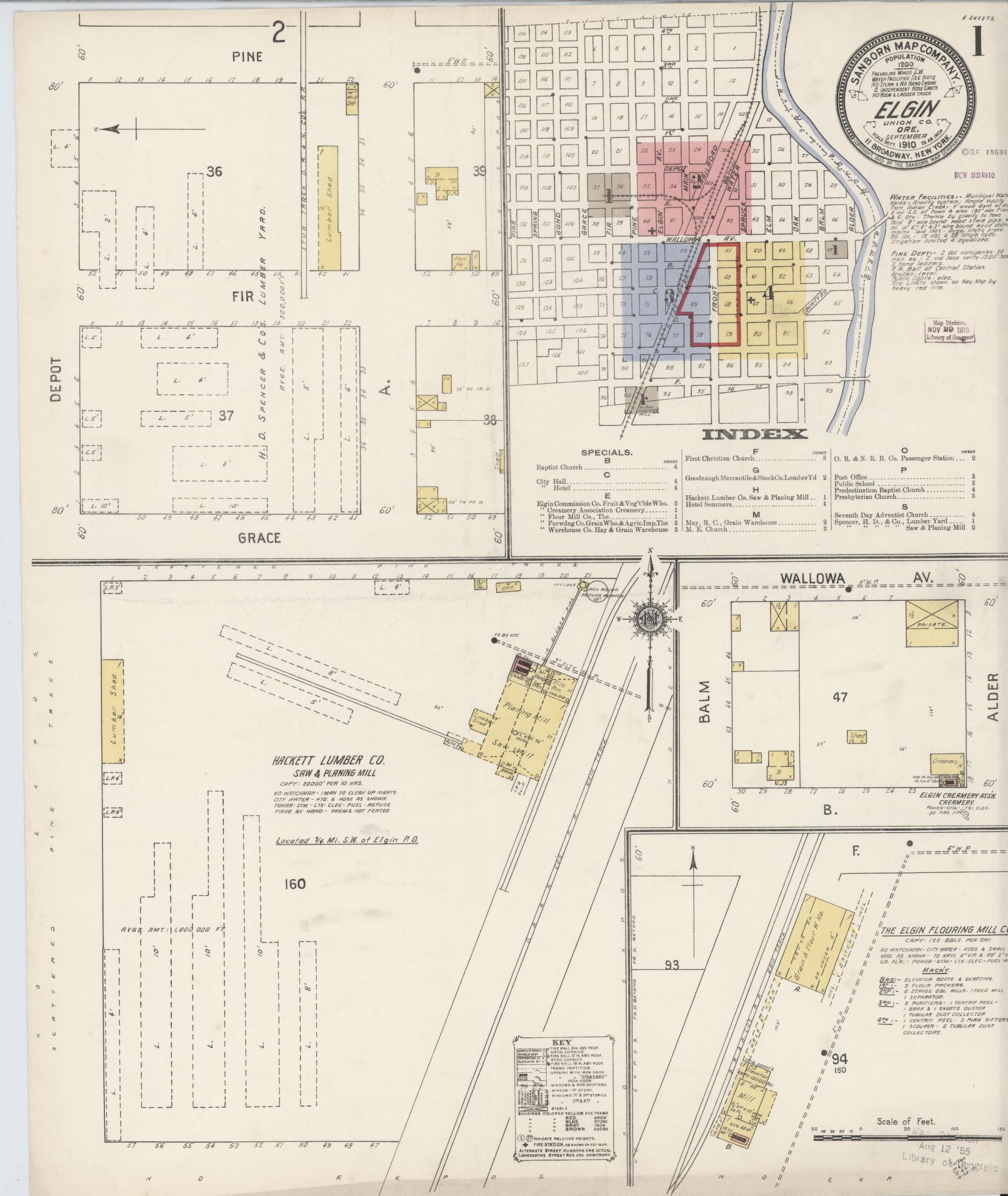 Sanborn Fire Insurance Map from Elgin, Union County, Oregon (1910), Sheet #0001 - Complete Map Set gallery image, historic Sanborn map, vintage wall art, Oregon Oregon