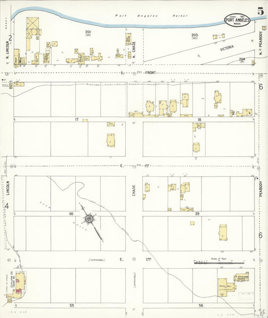 Sanborn Fire Insurance Map from Port Angeles, Clallam County, Washington (1911), Sheet #0005 - Historic Sanborn Fire Insurance Map Print, vintage old map wall art, antique decor, genealogy gift, Washington Washington map