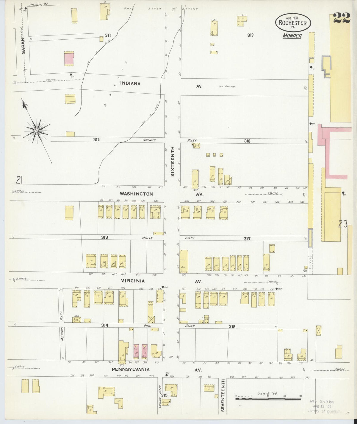 Sanborn Fire Insurance Map from Rochester, Beaver County, Pennsylvania (1908), Sheet #0021 - Complete Map Set gallery image, historic Sanborn map, vintage wall art, Pennsylvania Pennsylvania