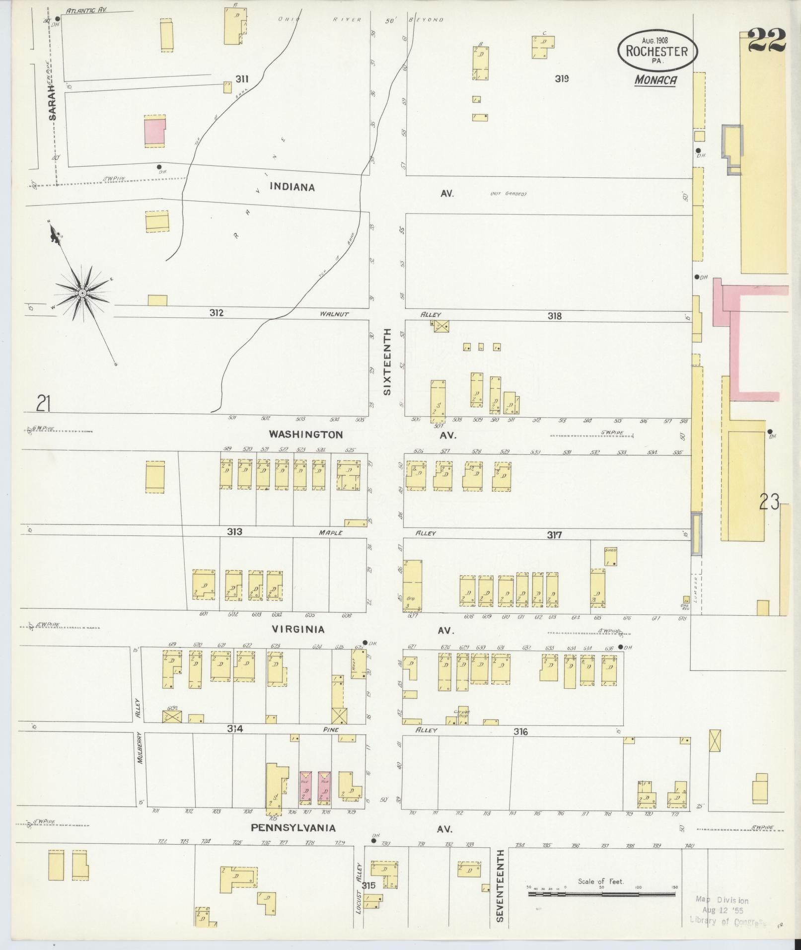 Sanborn Fire Insurance Map from Rochester, Beaver County, Pennsylvania (1908), Sheet #0021 - Complete Map Set gallery image, historic Sanborn map, vintage wall art, Pennsylvania Pennsylvania