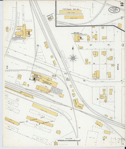 Sanborn Fire Insurance Map from Clare, Clare County, Michigan (1899), Sheet #0002 - Complete Map Set gallery image, historic Sanborn map, vintage wall art, Michigan Michigan