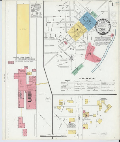 Sanborn Fire Insurance Map from Caro, Tuscola County, Michigan (1900), Sheet #0001 - Complete Map Set gallery image, historic Sanborn map, vintage wall art, Michigan Michigan