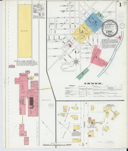 Sanborn Fire Insurance Map from Caro, Tuscola County, Michigan (1900), Sheet #0001 - Complete Map Set gallery image, historic Sanborn map, vintage wall art, Michigan Michigan