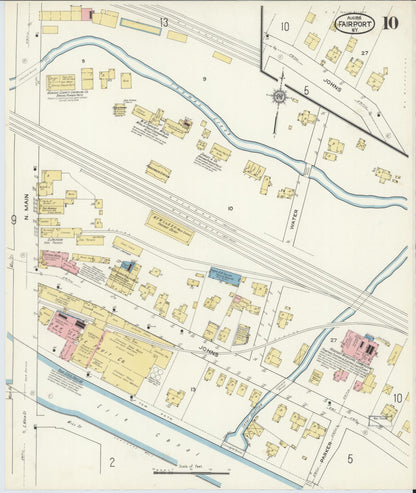 Sanborn Fire Insurance Map from Fairport, Monroe County, New York (1915), Sheet #0010 - Historic Sanborn Fire Insurance Map Print, vintage old map wall art, antique decor, genealogy gift, New York New York map
