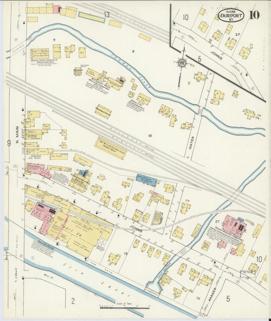 Sanborn Fire Insurance Map from Fairport, Monroe County, New York (1915), Sheet #0010 - Historic Sanborn Fire Insurance Map Print, vintage old map wall art, antique decor, genealogy gift, New York New York map