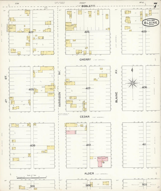 Sanborn Fire Insurance Map from Blaine, Whatcom County, Washington (1892), Sheet #0007 - Historic Sanborn Fire Insurance Map Print, vintage old map wall art, antique decor, genealogy gift, Washington Washington map