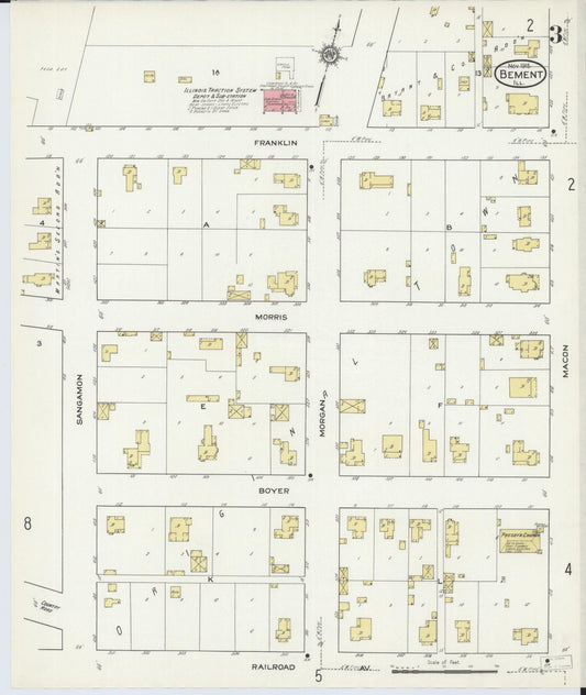Sanborn Fire Insurance Map from Bement, Piatt County, Illinois (1915), Sheet #0003 - Historic Sanborn Fire Insurance Map Print, vintage old map wall art, antique decor, genealogy gift, Illinois Illinois map