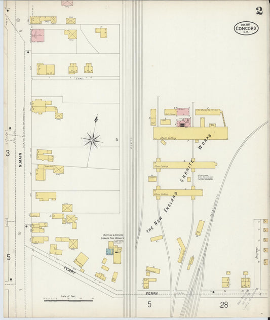Sanborn Fire Insurance Map from Concord, Merrimack County, New Hampshire (1899), Sheet #0002 - Historic Sanborn Fire Insurance Map Print, vintage old map wall art, antique decor, genealogy gift, New Hampshire New Hampshire map