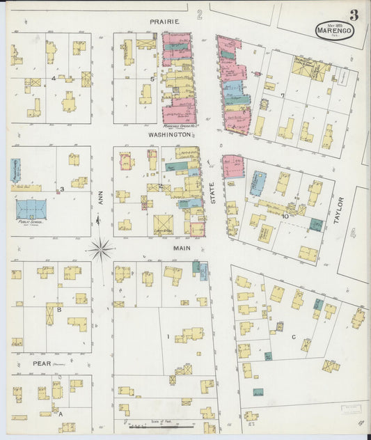 Sanborn Fire Insurance Map from Marengo, McHenry County, Illinois (1893), Sheet #0003 - Historic Sanborn Fire Insurance Map Print, vintage old map wall art, antique decor, genealogy gift, Illinois Illinois map