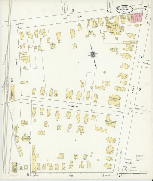 Sanborn Fire Insurance Map from Franklinville, Cattaraugus County, New York (1912), Sheet #0007 - Historic Sanborn Fire Insurance Map Print, vintage old map wall art, antique decor, genealogy gift, New York New York map