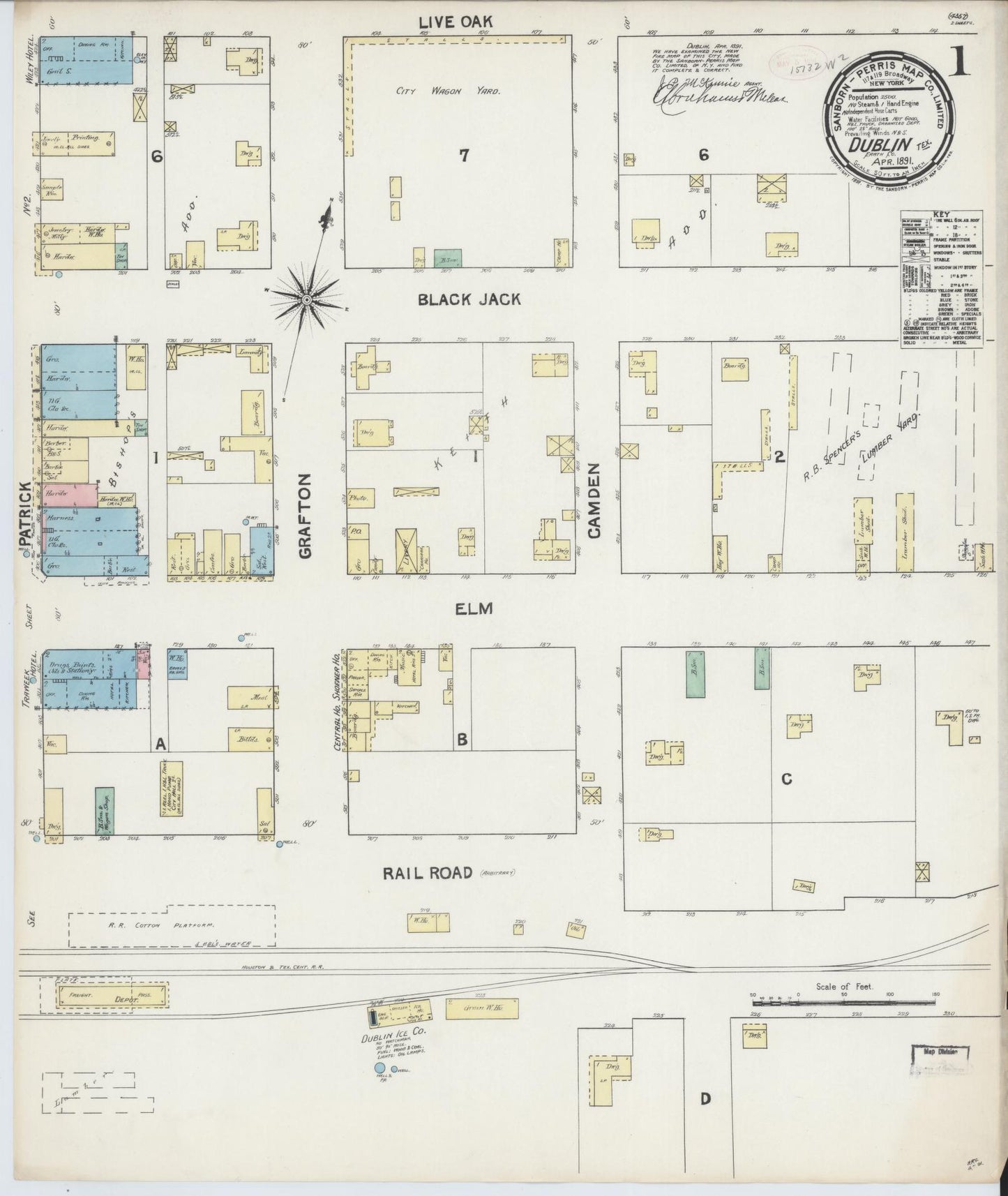 Sanborn Fire Insurance Map from Dublin, Erath County, Texas. (1891) – Historic Sanborn Fire Insurance Map Print