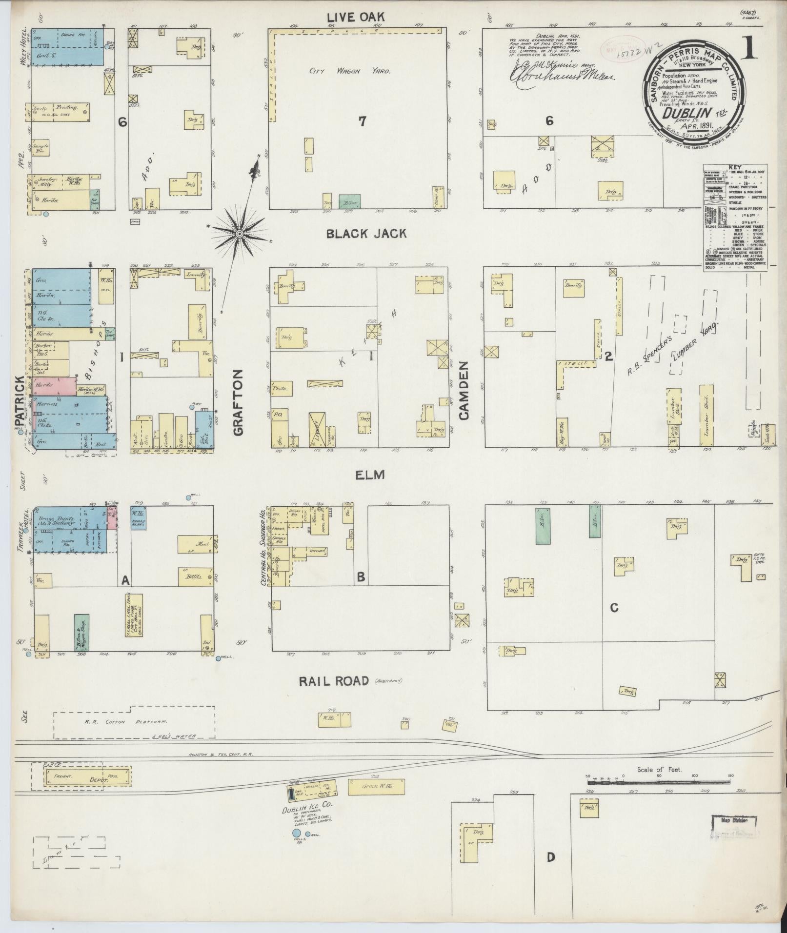 Sanborn Fire Insurance Map from Dublin, Erath County, Texas. (1891) – Historic Sanborn Fire Insurance Map Print