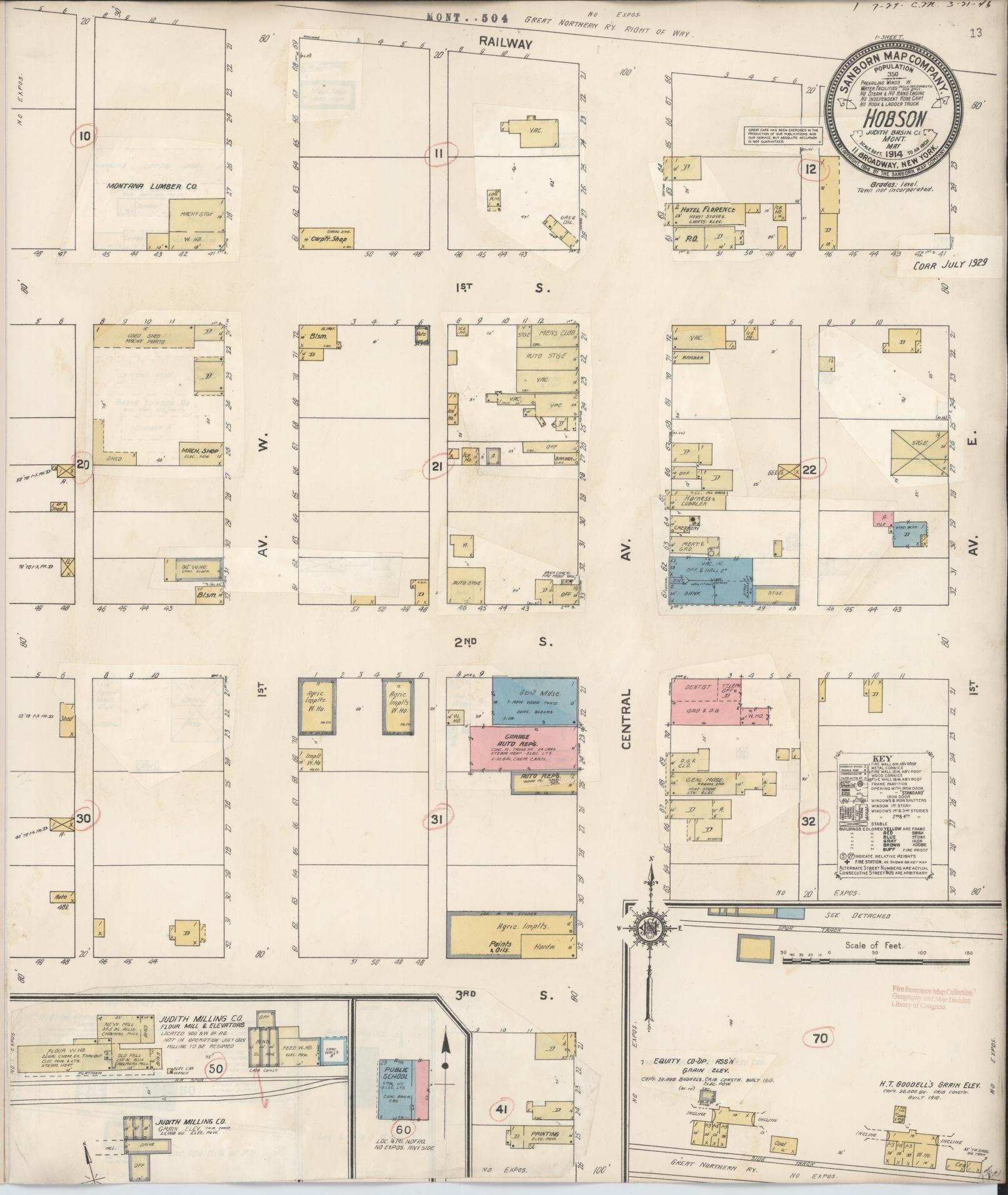 Sanborn Fire Insurance Map from Hobson, Judith Basin County, Montana. (1929) – Historic Sanborn Fire Insurance Map Print