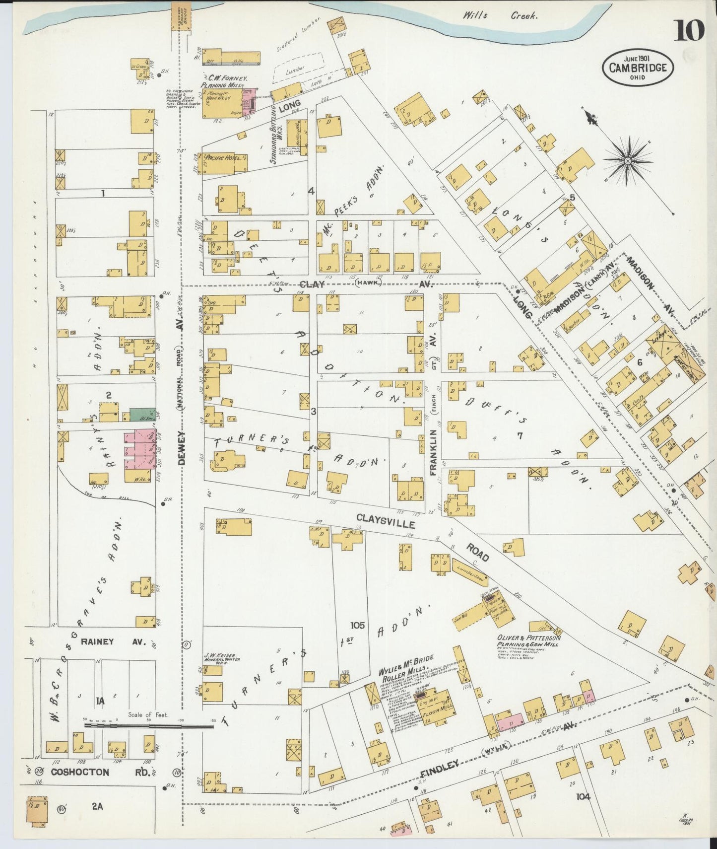 Sanborn Fire Insurance Map from Cambridge, Guernsey County, Ohio (1901), Sheet #0010 - Historic Sanborn Fire Insurance Map Print, vintage old map wall art, antique decor, genealogy gift, Ohio Ohio map