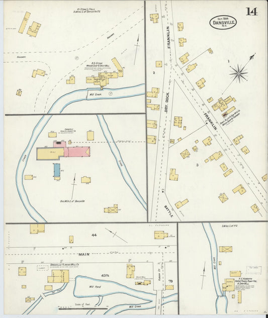 Sanborn Fire Insurance Map from Dansville, Livingston County, New York (1904), Sheet #0014 - Historic Sanborn Fire Insurance Map Print, vintage old map wall art, antique decor, genealogy gift, New York New York map