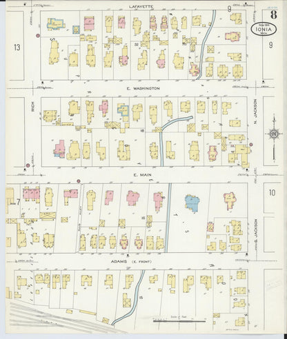 Sanborn Fire Insurance Map from Ionia, Ionia County, Michigan (1914), Sheet #0008 - Complete Map Set gallery image, historic Sanborn map, vintage wall art, Michigan Michigan