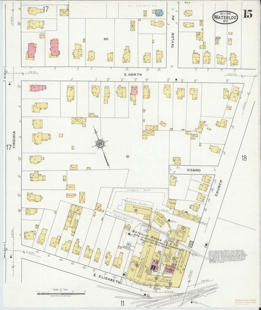 Sanborn Fire Insurance Map from Waterloo, Seneca County, New York (1918), Sheet #0015 - Historic Sanborn Fire Insurance Map Print, vintage old map wall art, antique decor, genealogy gift, New York New York map