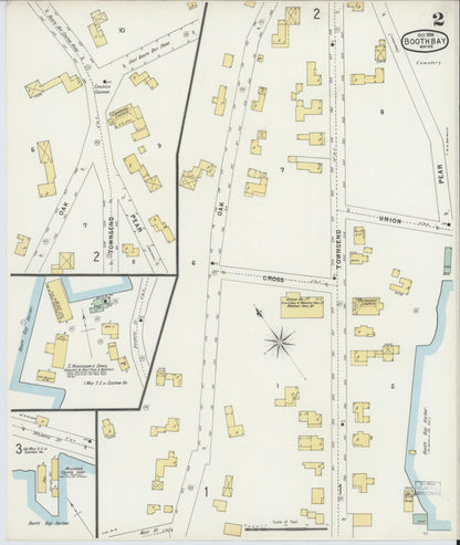 Sanborn Fire Insurance Map from Boothbay, Lincoln County, Maine (1896), Sheet #0002 - Complete Map Set gallery image, historic Sanborn map, vintage wall art, Maine Maine