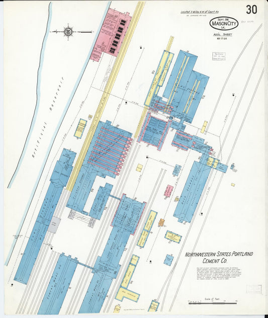 Sanborn Fire Insurance Map from Mason City, Cerro Gordo County, Iowa (1915), Sheet #0030 - Historic Sanborn Fire Insurance Map Print, vintage old map wall art