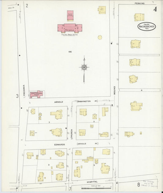 Sanborn Fire Insurance Map from Nacogdoches, Nacogdoches County, Texas (1912), Sheet #0004 - Historic Sanborn Fire Insurance Map Print, vintage old map wall art, antique decor, genealogy gift, Texas Texas map