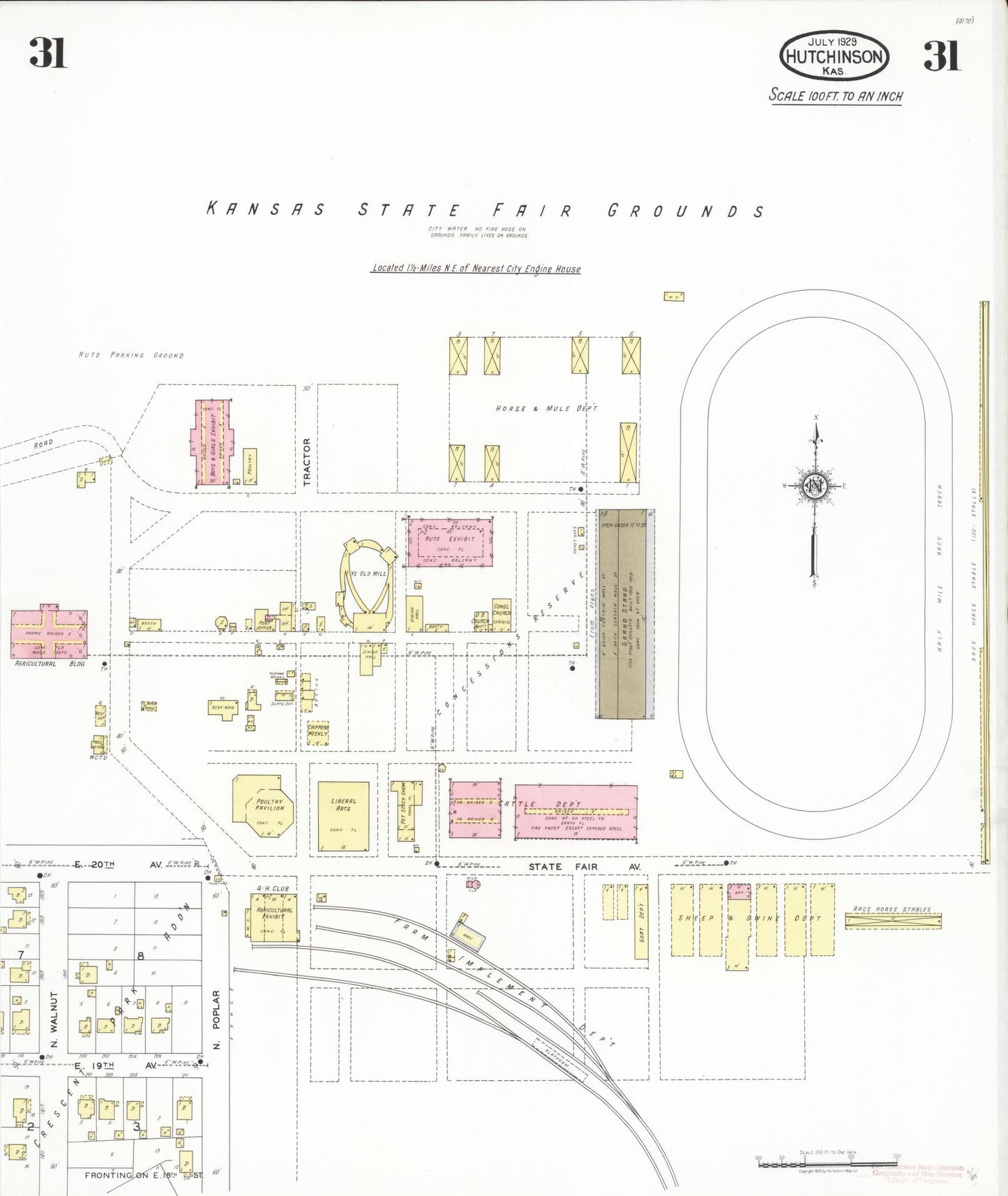 Sanborn Fire Insurance Map from Hutchinson, Reno County, Kansas (1929), Sheet #0032 - Complete Map Set gallery image, historic Sanborn map, vintage wall art, Kansas Kansas