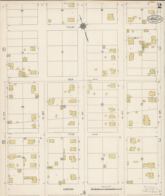 Sanborn Fire Insurance Map from Corvallis, Benton County, Oregon (1912), Sheet #0002 - Historic Sanborn Fire Insurance Map Print, vintage old map wall art, antique decor, genealogy gift, Oregon Oregon map