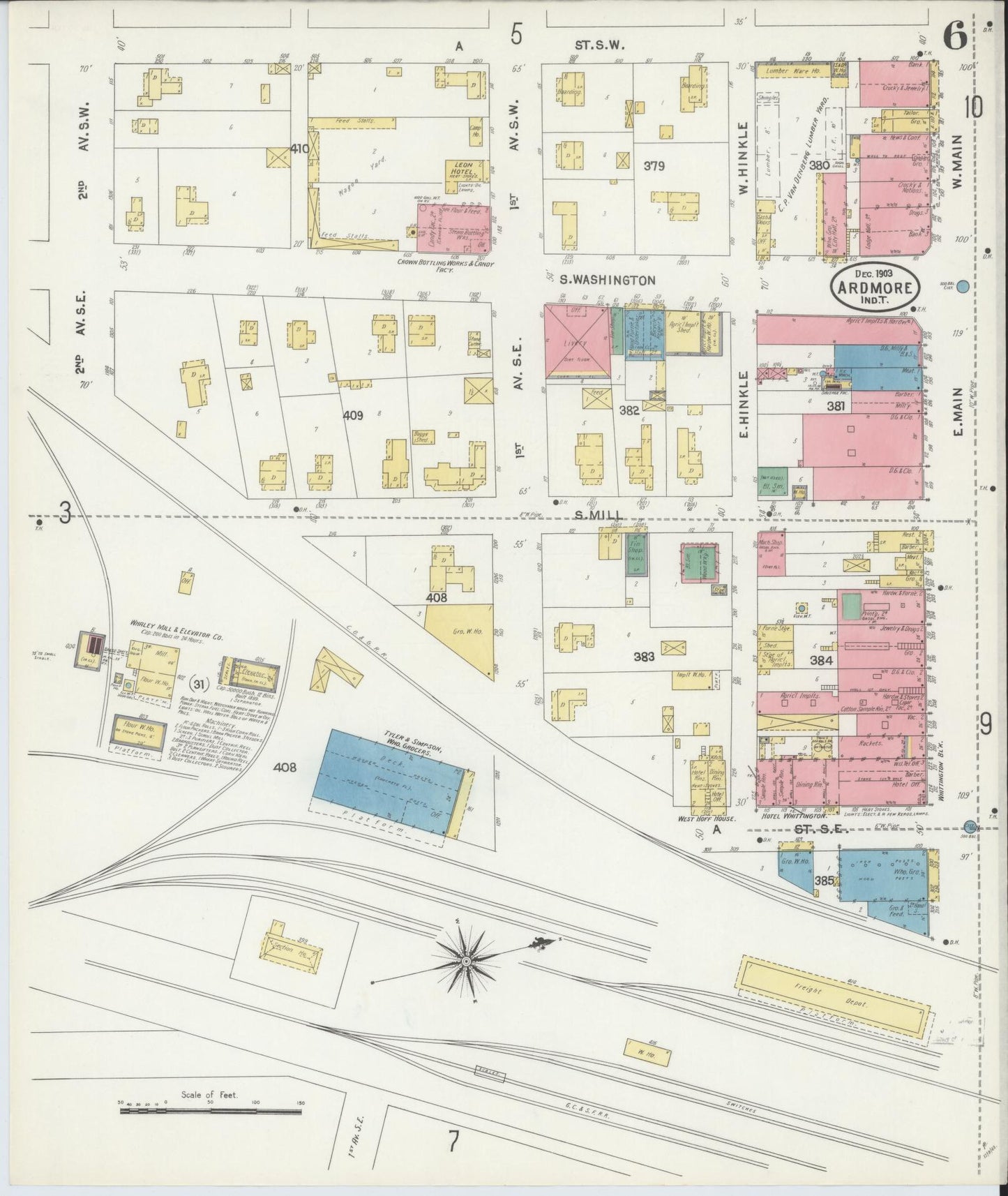 Sanborn Fire Insurance Map from Ardmore, Carter County, Oklahoma (1903), Sheet #0006 - Historic Sanborn Fire Insurance Map Print, vintage old map wall art, antique decor, genealogy gift, Oklahoma Oklahoma map