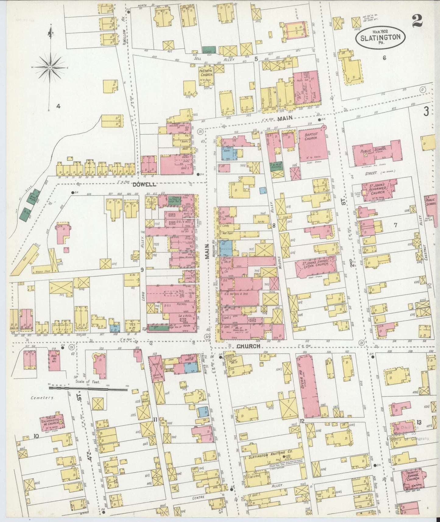 Sanborn Fire Insurance Map from Slatington, Lehigh County, Pennsylvania (1902), Sheet #0002 - Complete Map Set gallery image, historic Sanborn map, vintage wall art, Pennsylvania Pennsylvania