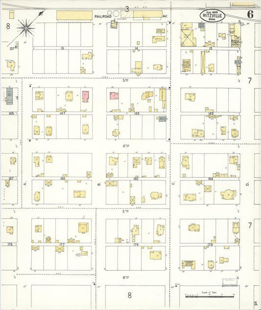 Sanborn Fire Insurance Map from Ritzville, Adams County, Washington (1909), Sheet #0006 - Historic Sanborn Fire Insurance Map Print, vintage old map wall art, antique decor, genealogy gift, Washington Washington map