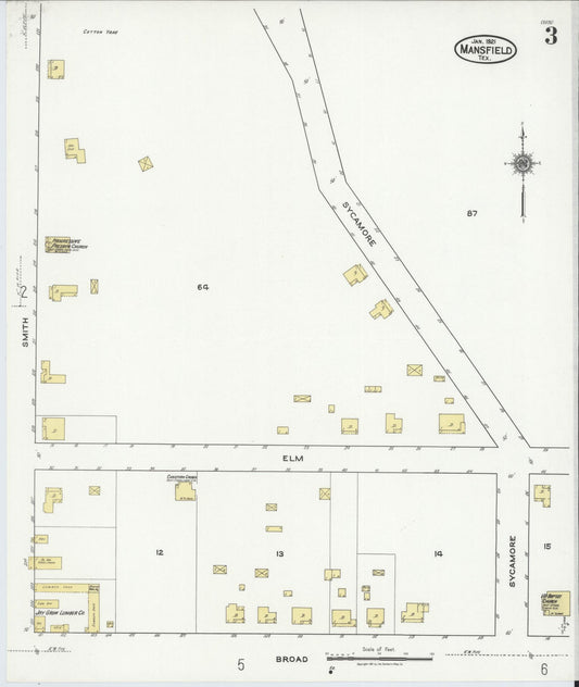 Sanborn Fire Insurance Map from Mansfield, Tarrant County, Texas (1921), Sheet #0003 - Historic Sanborn Fire Insurance Map Print, vintage old map wall art, antique decor, genealogy gift, Texas Texas map