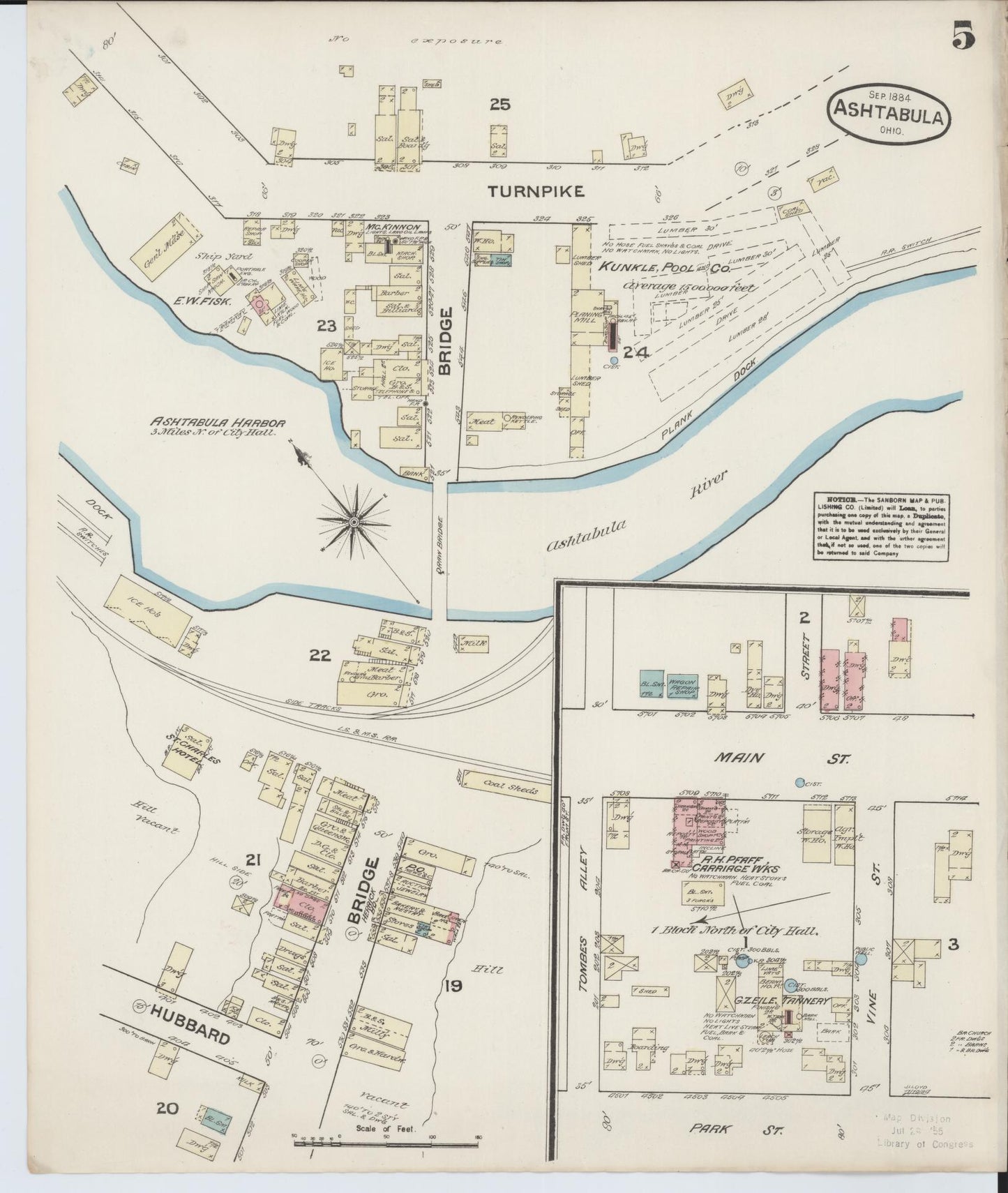 Sanborn Fire Insurance Map from Ashtabula, Ashtabula County, Ohio (1884), Sheet #0005 - Historic Sanborn Fire Insurance Map Print, vintage old map wall art, antique decor, genealogy gift, Ohio Ohio map