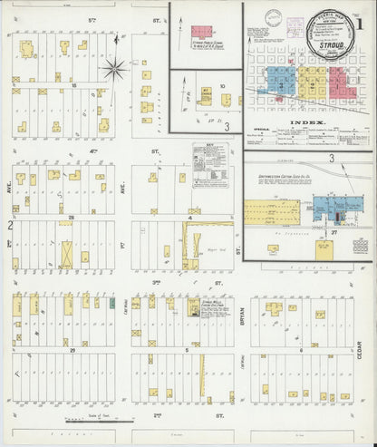 Sanborn Fire Insurance Map from Stroud, Lincoln County, Oklahoma (1901), Sheet #0001 - Complete Map Set gallery image, historic Sanborn map, vintage wall art, Oklahoma Oklahoma