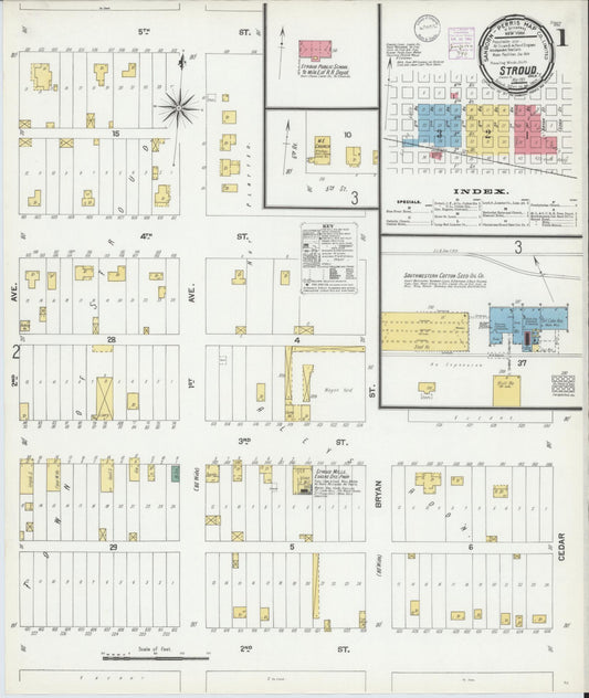 Sanborn Fire Insurance Map from Stroud, Lincoln County, Oklahoma (1901), Sheet #0001 - Complete Map Set gallery image, historic Sanborn map, vintage wall art, Oklahoma Oklahoma