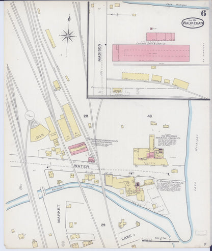 Sanborn Fire Insurance Map from Waukegan, Lake County, Illinois (1894), Sheet #0006 - Complete Map Set gallery image, historic Sanborn map, vintage wall art, Illinois Illinois