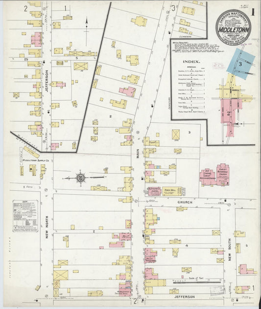 Sanborn Fire Insurance Map from Middletown, Frederick County, Maryland (1910), Sheet #0001 - Historic Sanborn Fire Insurance Map Print, vintage old map wall art, antique decor, genealogy gift, Maryland Maryland map