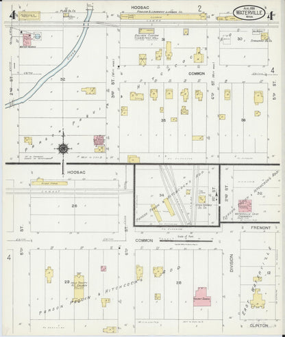 Sanborn Fire Insurance Map from Waterville, Le Sueur County, Minnesota (1924), Sheet #0004 - Historic Sanborn Fire Insurance Map Print, vintage old map wall art, antique decor, genealogy gift, Minnesota Minnesota map